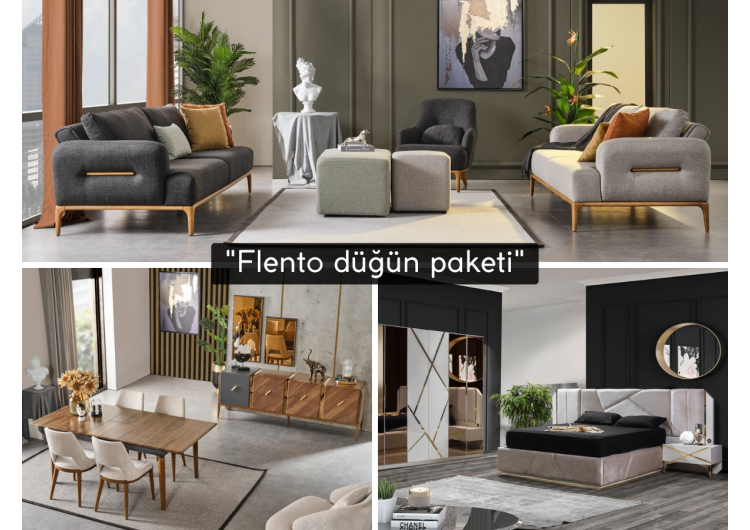 Flento Düğün Paketi (HEDİYELİ orta sehpa ve kurulum)