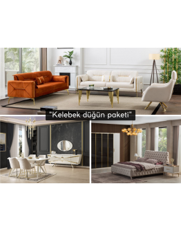 Kelebek Düğün Paketi (HEDİYELİ orta sehpa ve kurulum)