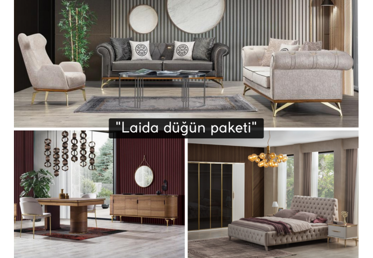 Laida düğün paketi(HEDİYELİ orta sehpa ve kurulum)