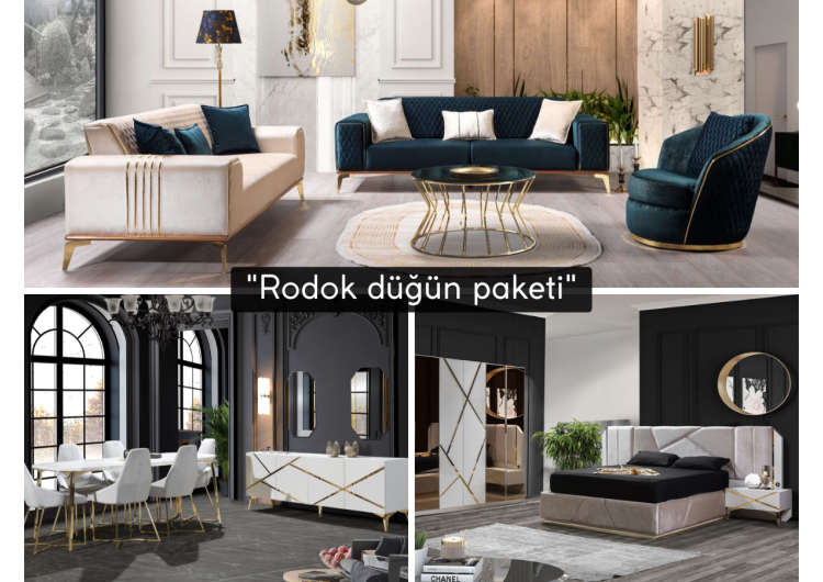 Rodok Düğün Paketi (HEDİYELİ orta sehpa ve kurulum)