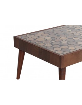 Ahşap ağaç camlı dikdörtgen orta sehpa